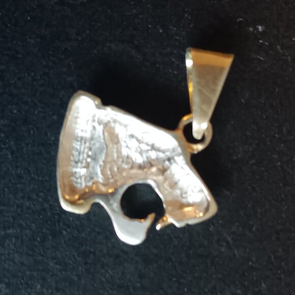 Vintage Sterling silver and gold Lion head pendant - Picture 1 of 7